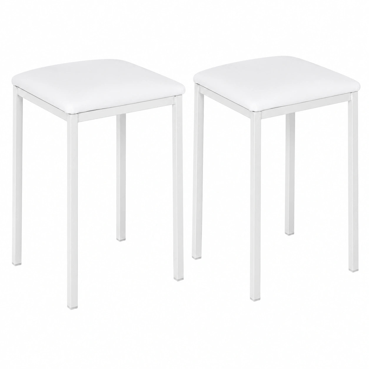 Silla de Cocina Metálica Blanca con Respaldo Abierto, 38x45x40 cm