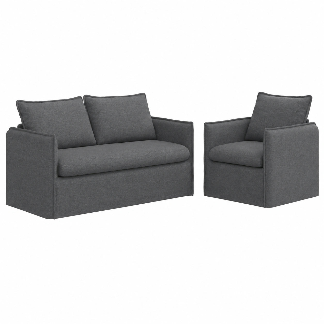 Conjunto de Sofás Modulares 2 Piezas, Tela Gris Oscuro, Diseño Ergonómico y Moderno