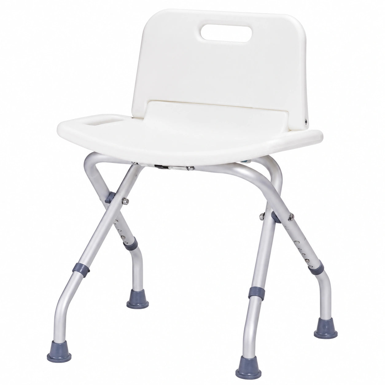 Taburete Plegable de Ducha con Respaldo Antideslizante, 120 kg, Seguridad y Comodidad, Blanco