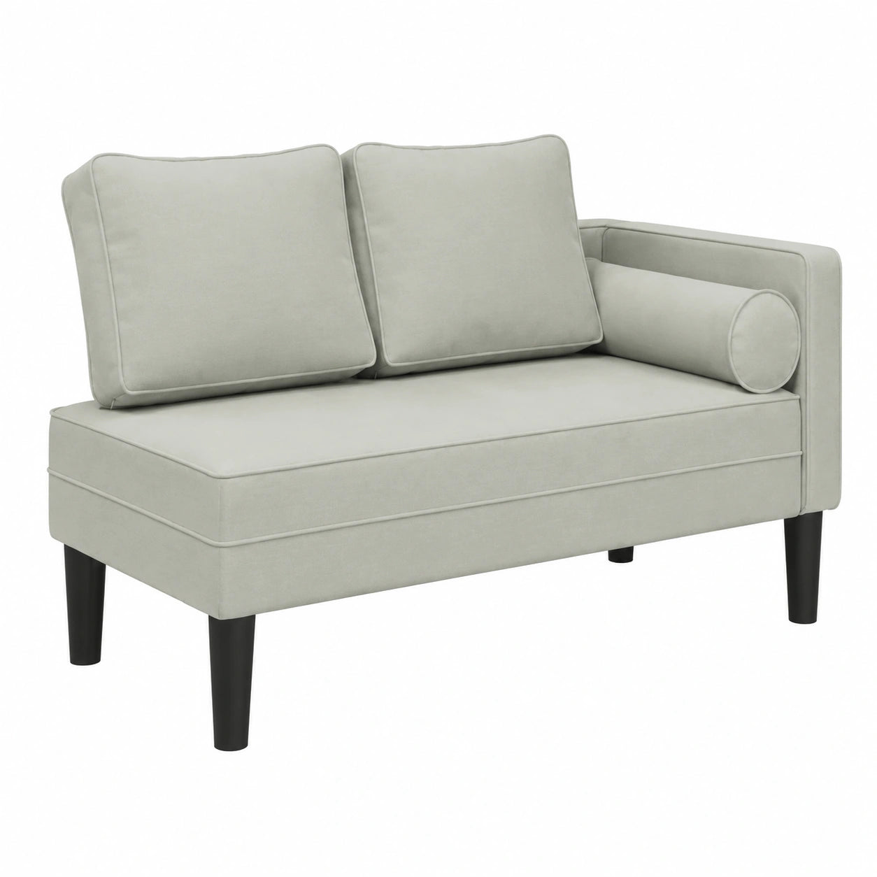 Sofá Diván de Terciopelo Gris Claro con Cojines, Chaise Longue Elegante