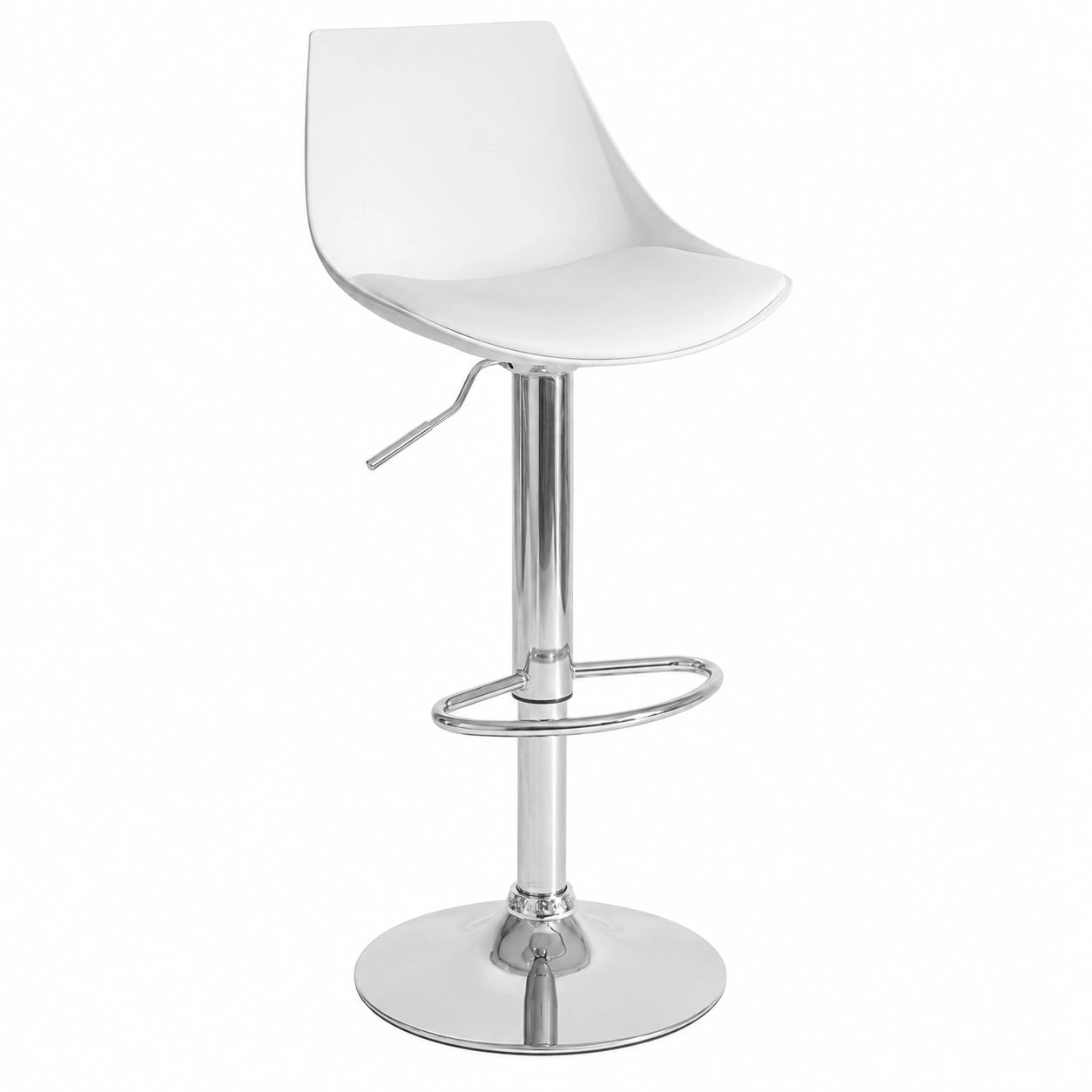 Taburete de Cocina Giratorio 360° con Altura Ajustable y Respaldo en Blanco