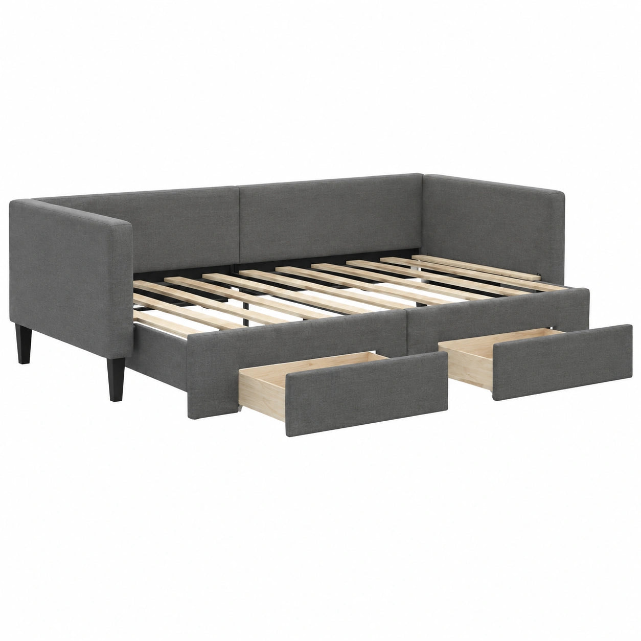 Sofá Cama Nido con Cajones en Tela Gris Oscuro, 90x190 cm - vidaXL