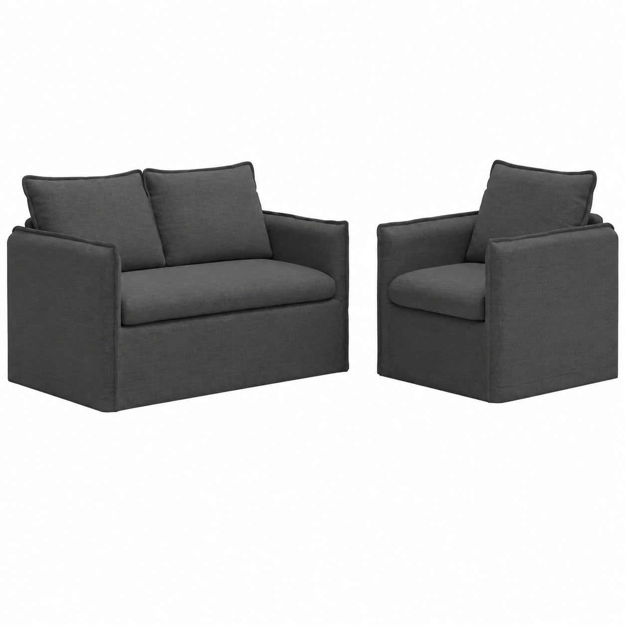 Conjunto de Sofás Modulares de Tela Gris Oscuro, Diseño Moderno y Ergonómico para Sala de Estar