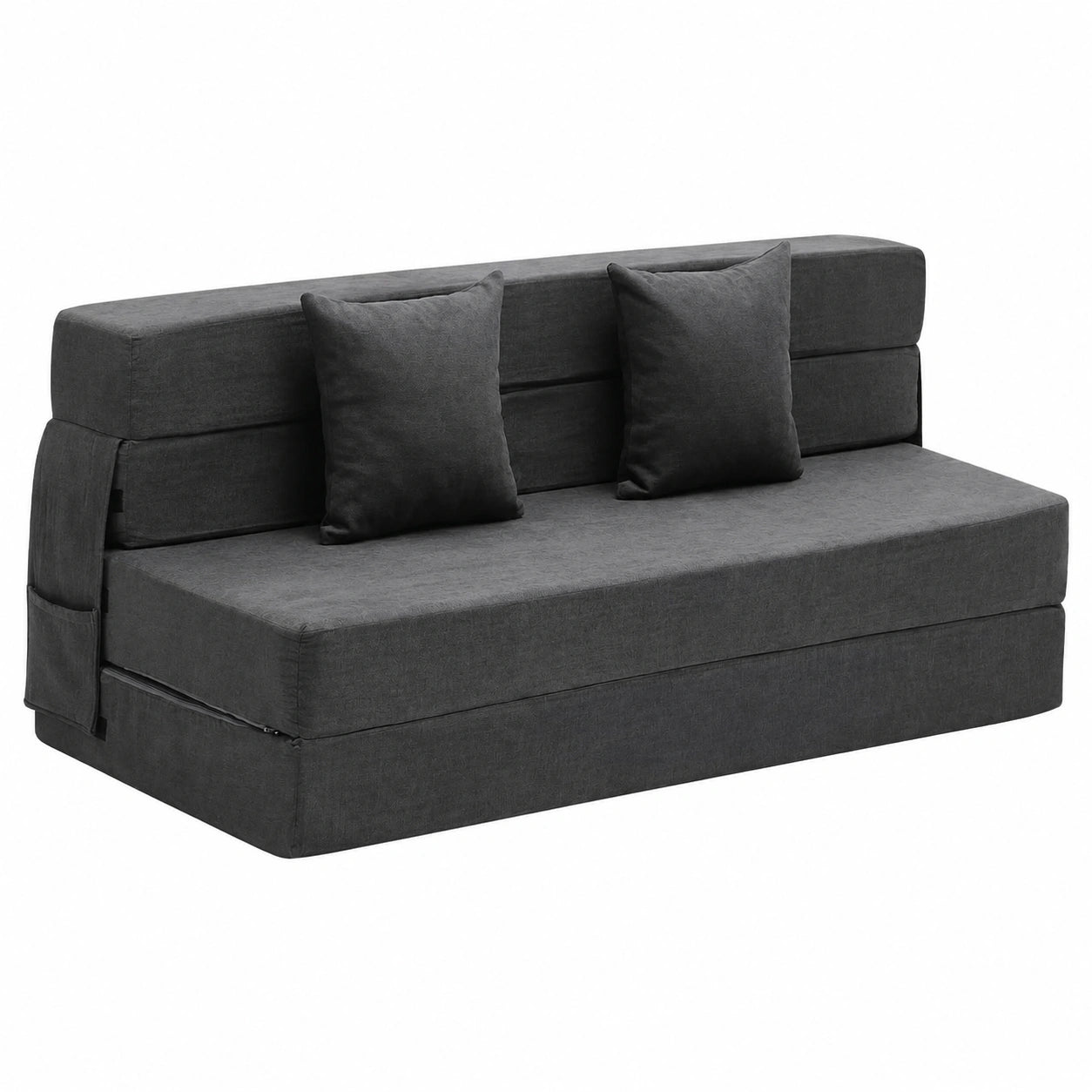 Sofá Cama Convertible 3 en 1 con Almohadas y Funda Lavable, Espuma Viscoelástica Alta Densidad, Gris Oscuro