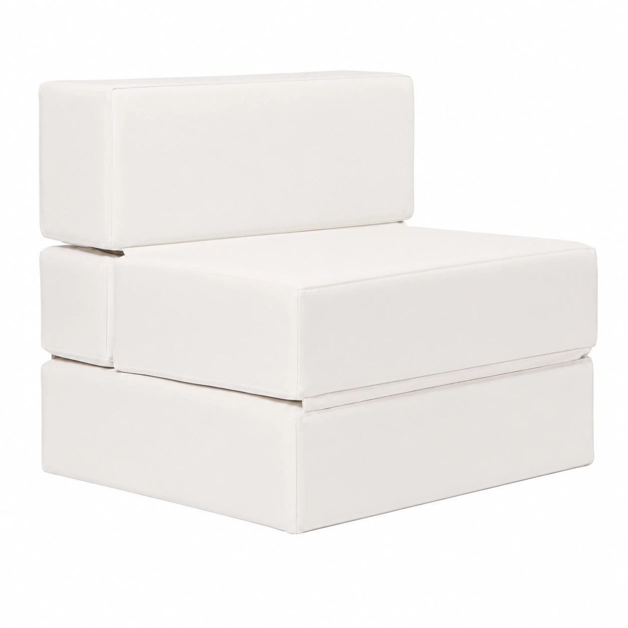 Puf Cama Plegable de Polipiel Resistente - Sofá Convertible Modular en Color Blanco