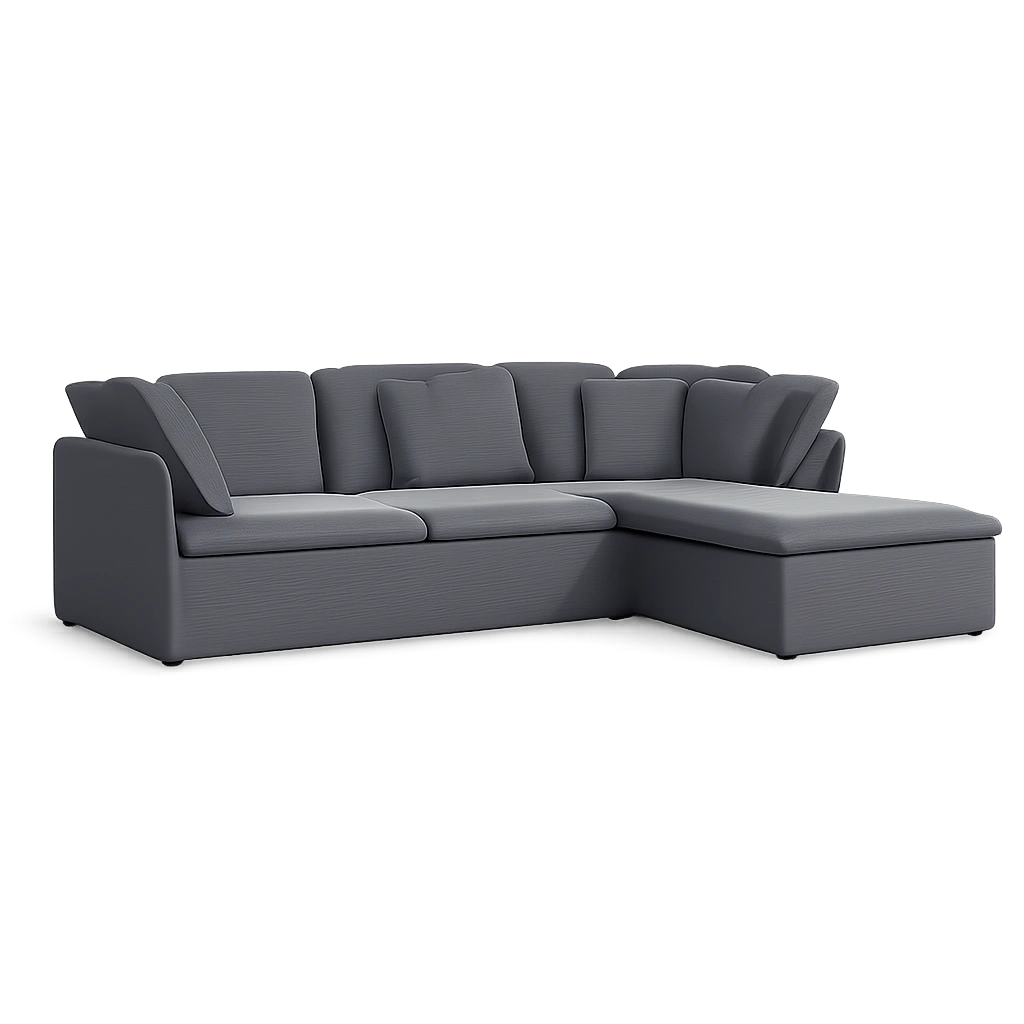 Sofá Modular de Terciopelo Gris Oscuro con Reposapiés y Cojines para Salón