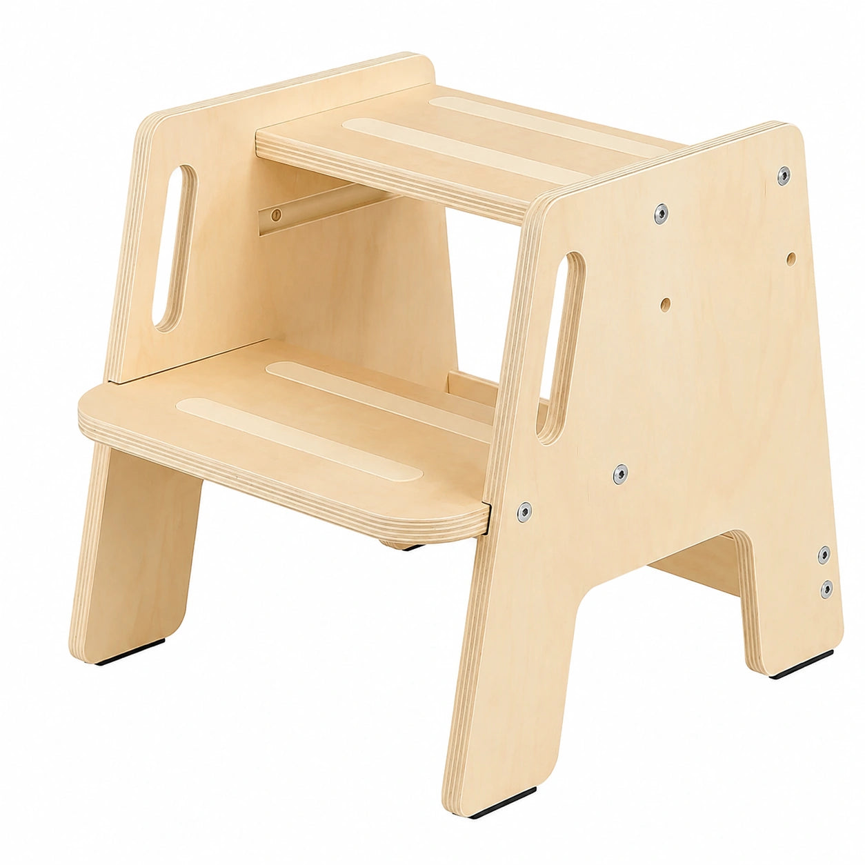 Taburete de madera para niños, 2 escalones antideslizantes, asa integrada, ideal para baño y cocina