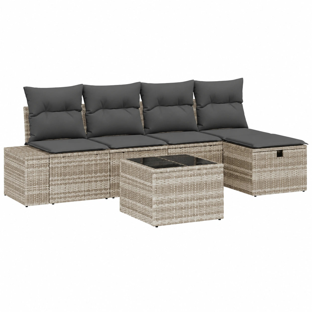 Conjunto de Sofá Modular 6 Piezas de Ratán Sintético para Jardín