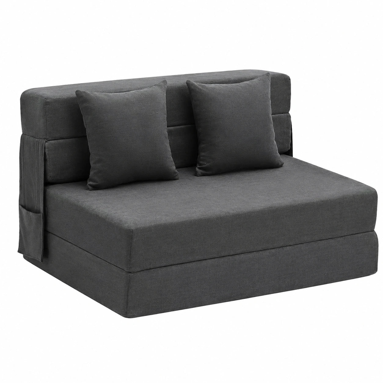 Sofá Cama Convertible 3 en 1 con Almohadas y Funda Lavable, Espuma Viscoelástica de Alta Densidad, 195x100x15 cm, Gris Oscuro