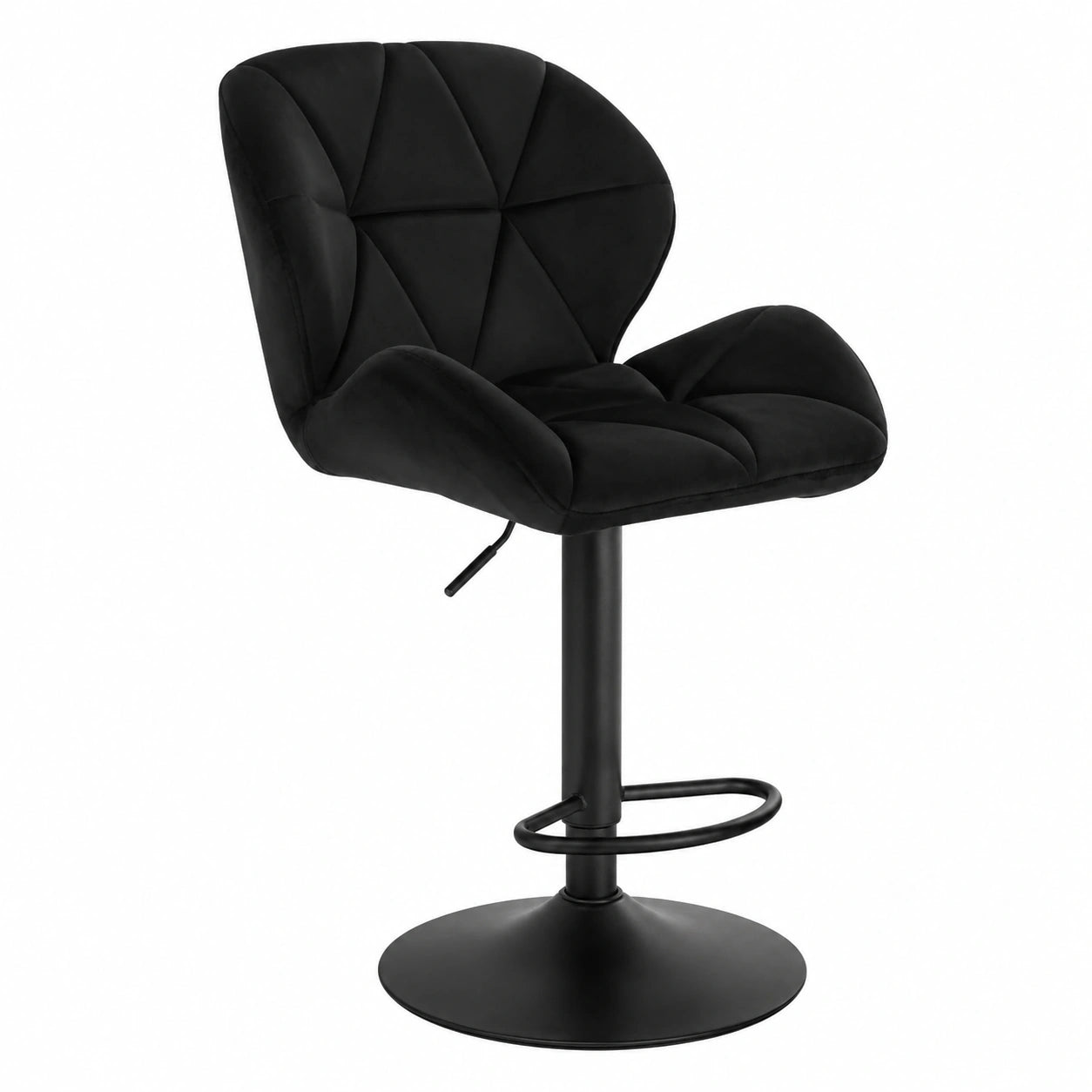 Taburete de Bar con Respaldo y Altura Ajustable, Sillas de Cocina, Terciopelo Negro