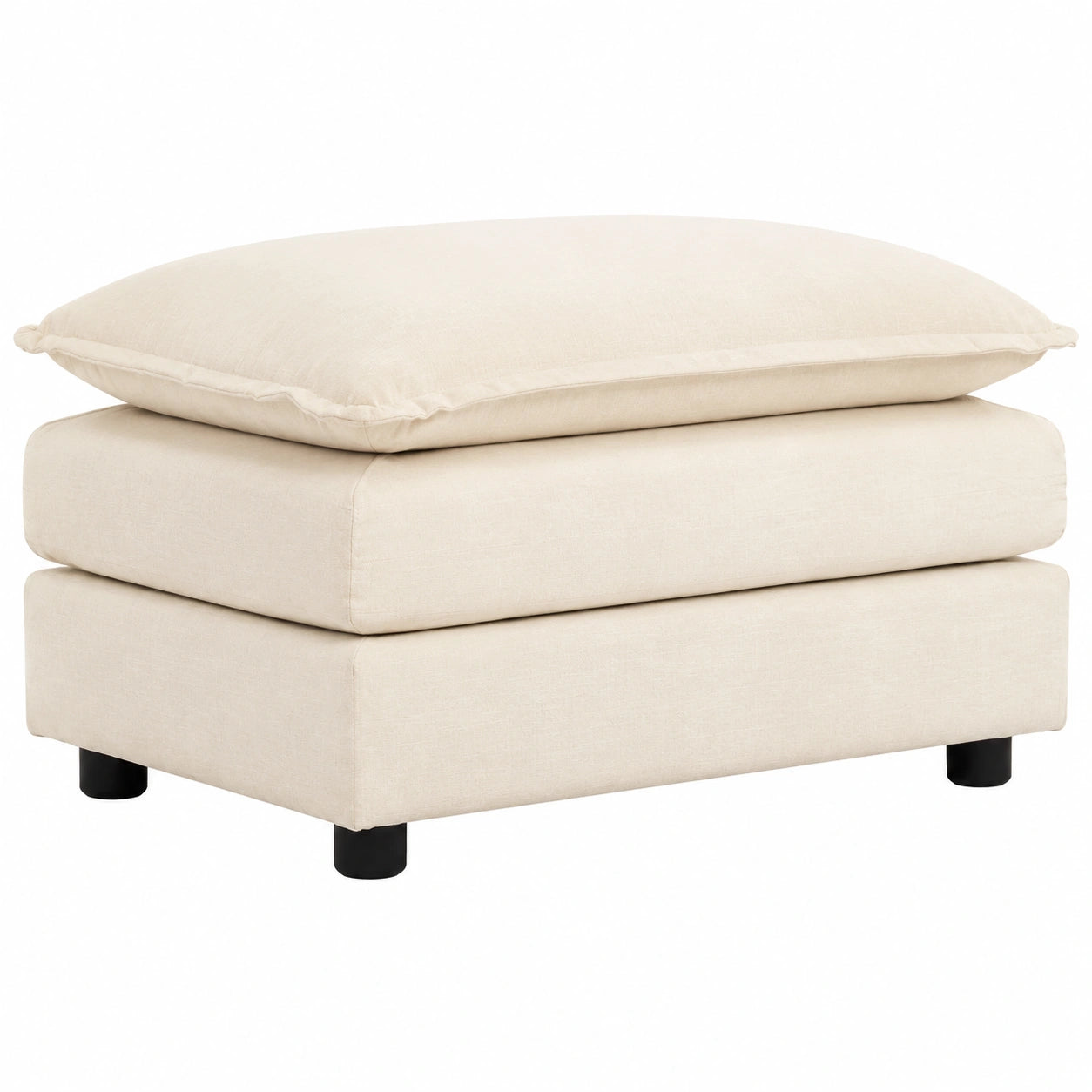Puf Modular de Chenilla con Cojín, Soporta 136 kg, Beige