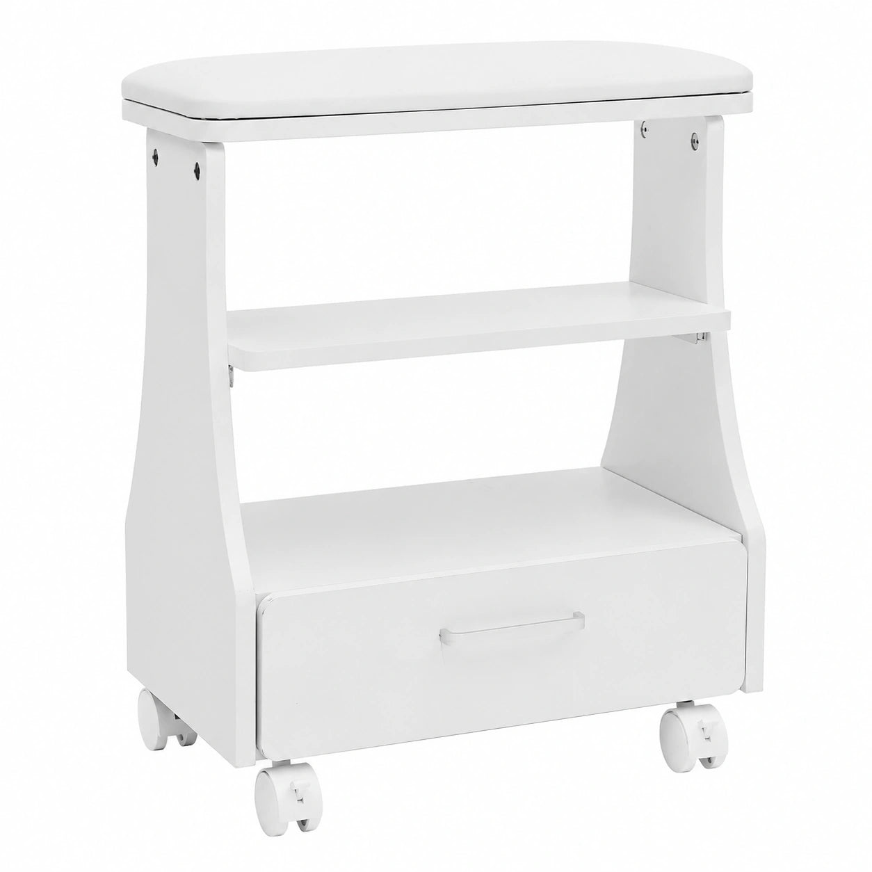 Carrito de manicura y pedicura con ruedas, taburete ergonómico con cajón para cuidado de uñas