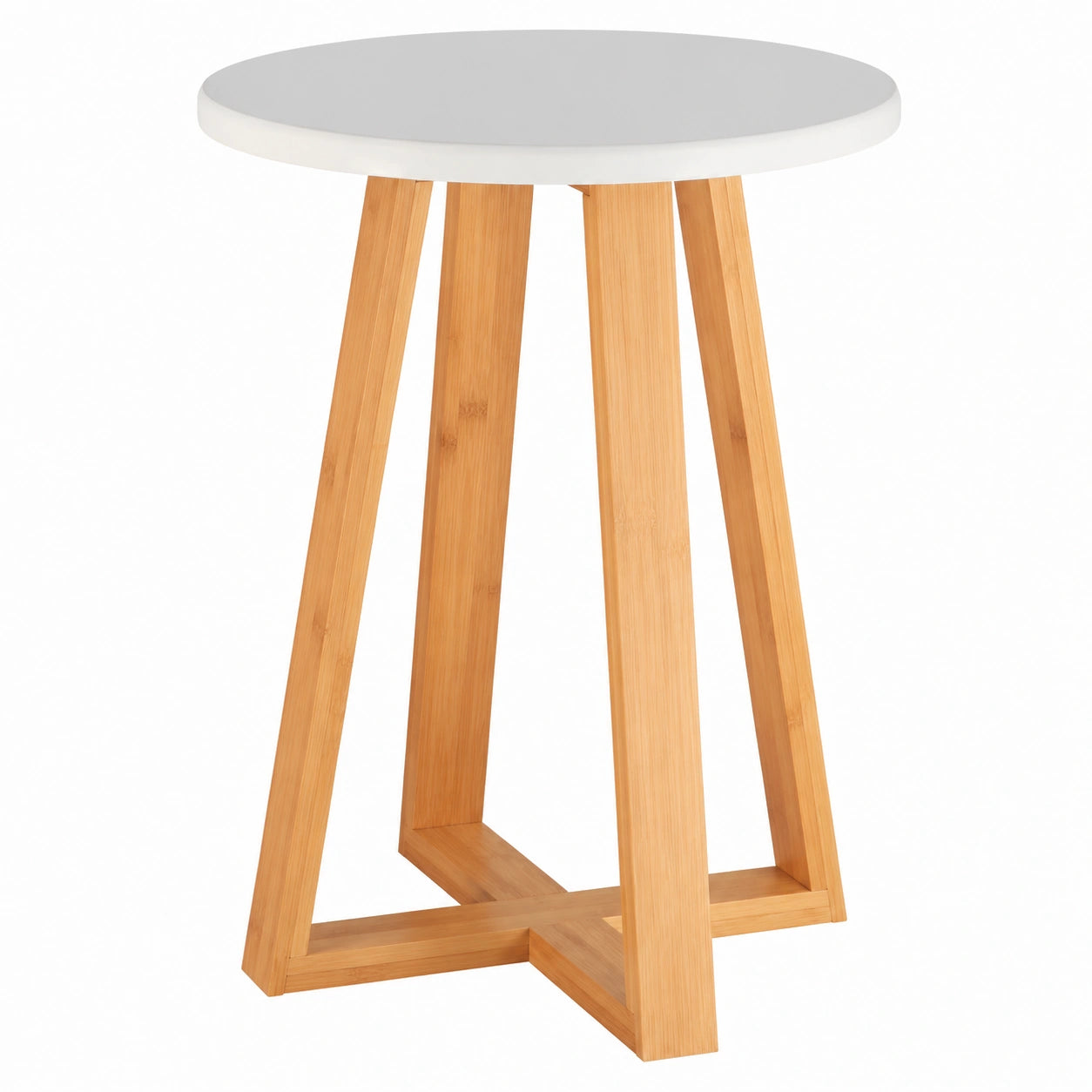 Taburete Moderno de Bambú y MDF Blanco con Estilo Elegante