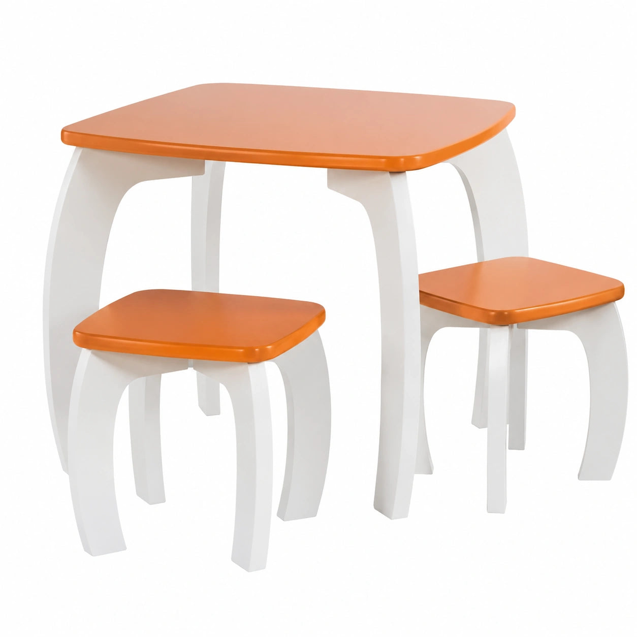Conjunto de Mesa y Taburetes Infantiles de Madera Blanca para Decoración de Habitaciones