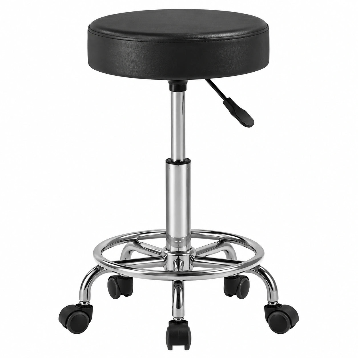 Silla Giratoria de Salón con Altura Ajustable y Ruedas, Negra